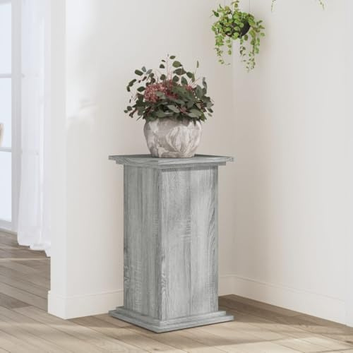 Frdhee Deko Wohnung Blumenbank,Pflanzenständer Grau 33x33x60 cm Holzwerkstoff,Pflanzen Regal für Wohnzimmer & Balkon