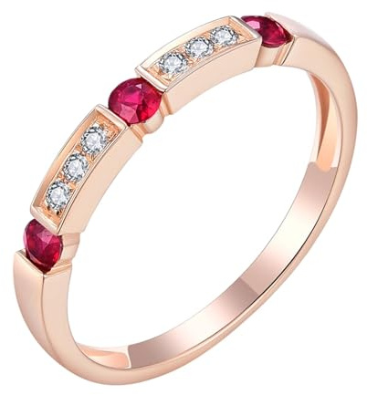 Tolldek bröllopsring 9K/14K/18K rödguld äkta guldsmycken, rubin enkel serie design parringar, moissanit partnerringar 18/14/9 karat guld, storlek 47–70