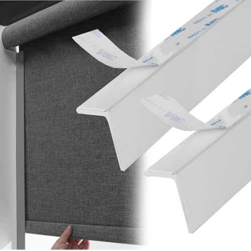 PVC Blinds Light-Blocking Strips Self Adhesive, Light Blocking Strips L-Shaped Blackout Light Blockers Side Tracks, Interior Window Gap Edge Strip Privacy Custom(White,42in/107cm)