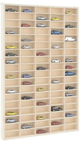 Tonture Vitrine de collection en bois avec 90 compartiments 50,5 x 4,5 x 79 cm, étagère murale pour salon, chambre à coucher, cuisine, design peu encombrant, rangement stable et présentation