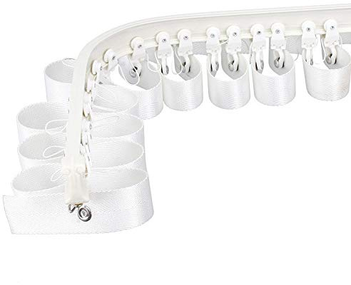 Ripple Fold Wave Curved Pole Bay Window Bendable Curtain Track Rail (300cm Ceiling Mount Single Row)