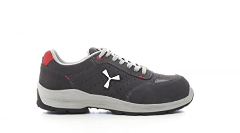 PAYPER Get Fresh Low Scarpe Antinfortunistica Uomo per Lavoro di Sicurezza S1 in Crosta Bovina Traspiranti Resistenti abrasione Inserti Riflettenti Steel Grey (46)