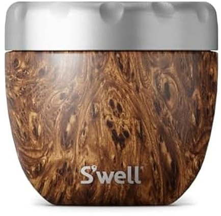 S'well Eats 2-in-1 Food Bowl with Screw-Top Lid, 636ml, Teakwood, 21.5oz