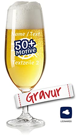 LEONARDO Bierglas mit Gravur personalisiert/Namen, Pilstulpe/Pilsglas graviert als Geschenk zum Geburtstag Vatertag Jahrestag Oktoberfest (DAILY, 360 ml)