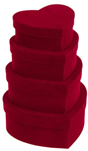 Oairse 4 scatole regalo con coperchio a forma di cuore, scatole regalo in velluto rosso per fiorista, cappelli, scatole per gioielli, per San Valentino, festa della mamma, compleanno, Ringraziamento,