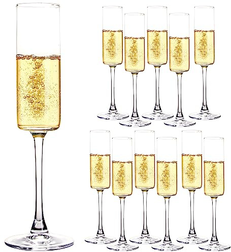 SHYRC Champagne Flutes Set of 12, 6oz Classic Champagne Glasses, Sparkling Wine Glass, Stemmed Champagne Flutes for Party, Wedding and Home - Clear