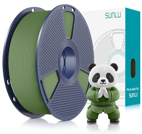 SUNLU Matte PLA Filament 1.75mm, 3D Drucker Filament mit Matter Oberfläche, Neatly Wound Filament, Einfach zu Bedienen, 1kg(2.2lbs) Spule PLA Filament für FDM 3D Drucker, Matte Olivgrün