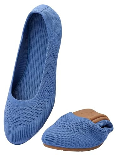 Puxowe Ballerine Femme Rond Tricot Pointe Chaussures Plates Confort Cale Bas Slip on Walking Robe Chaussures pour Femmes Doux