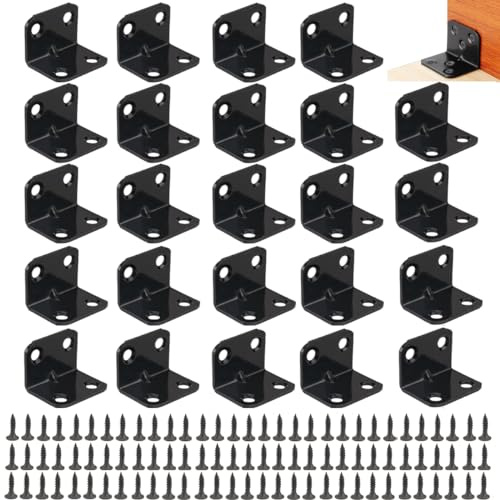 24 Pièces Équerre d'assemblage 90 Degrés à Angle Droit avec 100 Vis