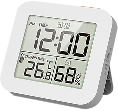 Zonjie Multifunction 3 Alarm Clock - Shower Timer with Temp & Humidity Display, Kitchen Wall Clock