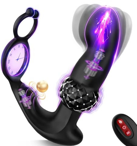Upgraded Analvibratoren für Mann Prostata Stimulation Männer mit Dual Penisring, Diamantartiger Analplug für Männer Vibratorensets Sex Spielzeug, 30°Aufwärtsdesign Anal Vibrator mit 7 Modi & RC