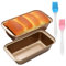 Eymobad 2 Pièces Moule à Pain Antiadhésif en Acier au Carbone,Rectangulaire,Moule à Cake avec 2 Brosse,pour Four, Friteuses à Air Chaud Ninja (doré)