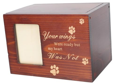 HEMOTON Urne Funéraire pour Animaux De Compagnie Boîte De Rangement Commémorative Urne pour Chiens Chats avec Cadre Photo Design