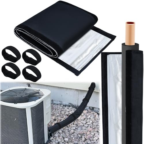 3 Layers HVAC Copper Pipe Insulation Cover Protector Winter Outdoor 72'' x10.2'' Cut-to-Fit Oxford Weatherproof Flexible AC Copper Line Insulation Sleeve Wrap for Central Air Conditioning Mini Splits
