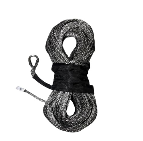 Cinta Remolque Cable de cabrestante sintético de Repuesto for emergencias de Coche, camión, Barco, 26 MX 8 mm, 12 hebras(Grey)