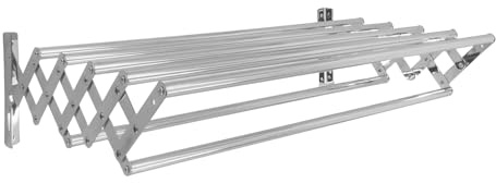 YATMAI Tendedero Extensible Pared 120 cm - Tendedero Plegable con Siete Barras de Secado - Superficie de Secado 8,4 M - para Interior o Exterior - Tendal - Todo Tipo de Ropa con 7 Barras. (120 cm)