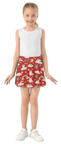 Jupe pour fille avec short - Jupe-short fluide avec poches pour petite fille, multicolore, 7-8 Ans