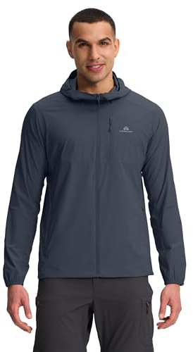 Pioneer Camp Chaqueta de running para hombre, ligera, transpirable, protección solar UV, UPF 100+, impermeable, con capucha y varios bolsillos, para senderismo, ciclismo, viajes