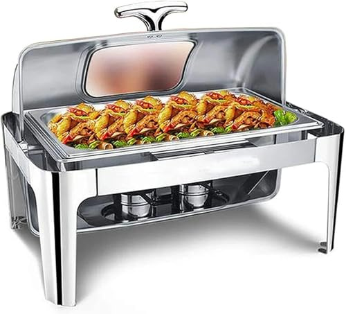 saditesdk Stainless Steel Buffet Chafing Dish 9L Food Warmer Heat Container with Catering Trays, Water Pan and Fuel Holders for Wedding, Parties