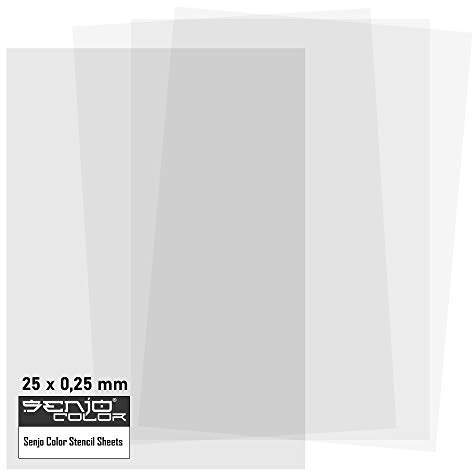 Senjo Color Schablonenfolie I 25 x DIN A4, 0,25 mm I Halbtransparente Folie zum Schneiden mit Cutter, Laser, Stencilburner und Plotter I Airbrush-Folie