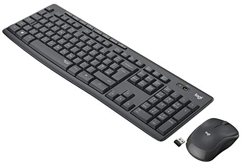 Logitech MK295 Silent kabelloses Maus- und Tastaturset mit SilentTouch-Technologie, Ziffernblock in Standardgröße, sofortige kabellose Reaktionsfähigkeit, 90% weniger Lärm, französisches QWERTY(Grau)