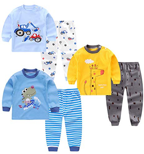 XM-Amigo 3Set/Pack Impression de Dessin animé Garçons Coton Pyjama Bébé Coton Pyjama Four Seasons sous-vêtements Ensembles Enfants （Label Size: 110/70）