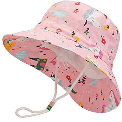 Jupsk Kids Bucket Hat, Unisex Child Summer Protection Hat, Foldable Beach Cap with Adjustable Chin Strap UPF 50+ Outdoor Play
