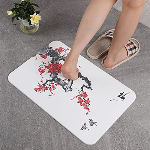 Badematte,Super Absorbierend Badematte 80x120cm,Rutschfest Home Badematte,Diatomite Bath Mat,Badteppich Geeignet für Bad Teppich Badewanne,Duschteppich,Fußmatte Bad,Badezimmer,Küche,Pflaume Bossom