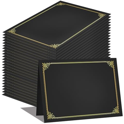 GNL Certificate Holders - 25 Packs Black Diploma Holders, Certificate Covers with Gold Foil Border, for Letter Size 8.5 x 11 Certificate Paper, Award, Graduation, Documents