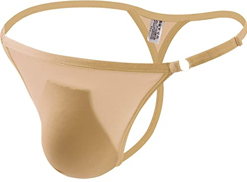 Faringoto Marque G-Strings pour Homme Dessous Slips en Soie Glace Solide, chair, taille unique