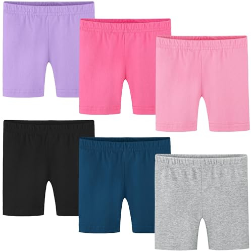 Poroka 6 Pack Baby and Toddler Girls Bike Shorts Soft Girls Summer Dancewear Shorts Solid Tumbling Safety Short for Kids (US, Age, 18 Months, Pink,Bright Pink,Navy Blue,Grey,Black,Purple)