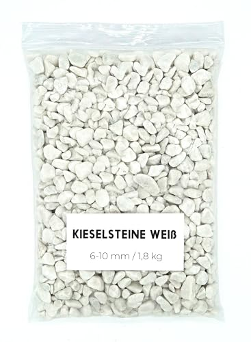 Galet Blanc 1,8Kg - Galets Decoratif - Galet Aquarium - Cailloux Decoratif - Galets Blanc Jardin - Gravier Jardin Exterieurr (6-10 mm) (Blanc)