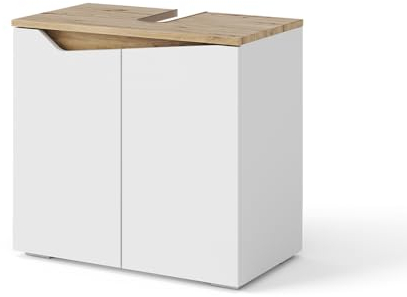Vicco Waschbeckenunterschrank Weiß Marelle 60x58x35 cm - Unterschrank für das Badezimmer, Grifflose Fronten für eine Moderne Optik