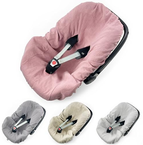 100% LEINEN Bezug für Babyschale Leinenbezug Schonbezug Babyschalenbezug Sommerbezug ROSA