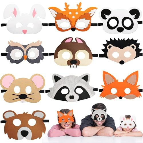 TaimeiMao 10 Pezzi Animali per Bambini Feltro Mascherine,Maschere di Animali per Bambini,Paw Dog Patrol Mascherine Feltro,Maschere da Festa,Cosplay Mascherina,per Cosplay Natale Halloween