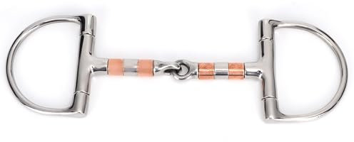 Trensengebisse für Pferde, Ringknebel-Gebissschutz für Pferde, Edelstahl-Mund-D-Ring-Komforttrense-Pferdegebiss, Kupferrollen für Pferde, Reitsportbedarf