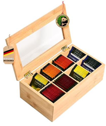 Floordirekt Teebox, Vorratsdosen Box mit Deckel, Tee Aufbewahrung, Organizer für Teebeutel, Teeboxen (8 Fächern (Colorado))