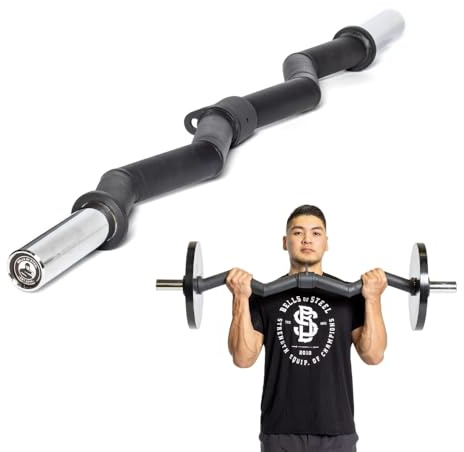 Curl Bar Cable Attachment [Bells of Steel] Fat Olympic EZ Curl Bar Cable Attachment, Thick Diameter Cable Attachments for Gym, Lat Pull Down Bar Attachment