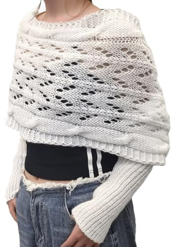 HAGOT Sciarpa Maglione con Maniche, Sciarpa Invernale a Maniche Lunghe Lavorata a Maglia, Scialle Maglione Multifunzionale per Donna