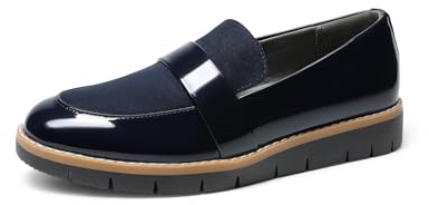 DREAM PAIRS Women's Loafers, Slip-On Business Casual Work Shoes,Size 9.5,Navy-Pat,DWUMLS2506