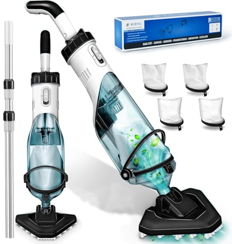 Aspiratore per piscina senza fili con asta telescopica, portatile, ricaricabile, per piscine interrate e fuori terra, potente aspirazione 17,5 GPM