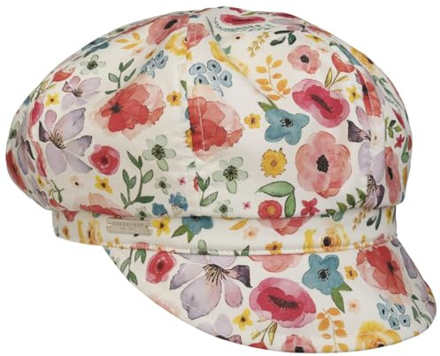 Seeberger Fiorella ballongmössa skärmmössa damkeps baker-boymössa, sköldpadda med skärm, beige-röd, one size
