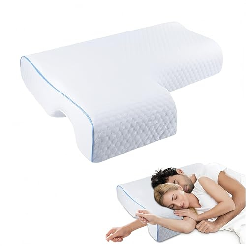 FITHUGOO Arched Memory Cuddle Pillow for Couple, Ergonomic Anti Pressure Couples Pillow with Arm Hole - Great for Cuddling, Neck & Shoulder Pain (Right Arm)