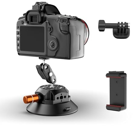 COMAN 4.5'' Suction Cup Camera Mount with Ball Head Magic Arm, Max Load 3kg