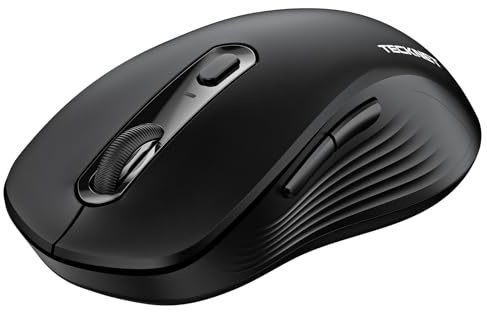 TECKNET Bluetooth Maus, Maus Kabellos (Tri-Modus: BT 5.0/3.0+2.4G) 4800 DPI Leise Mouse, Funkmaus mit USB-A Empfänger, 6 Tasten, Ergonomische Tragbare Mouse für PC/Laptop/Mac/Tablet, Schwarz