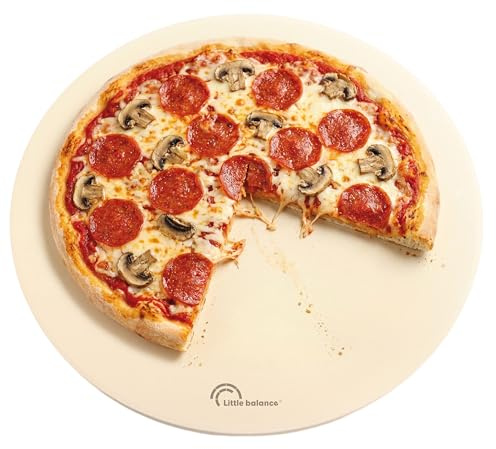 LITTLE BALANCE 3077 Pietra per pizza rotonda XXL Ø 30,5 cm, per pizza, torte, pani croccanti e soffici al forno, barbecue, placche, cordierite