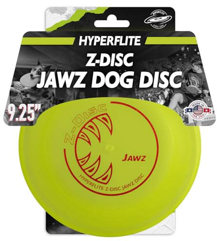 Hyperflite Z-Disc Jawz Dog Disc (9.25″) | Durable Dog Disc Dog Toy for Outdoor | Puncture-Resistant & Anti-Glare | Made in The USA | Flexible Competition Grade Plastic | 155 Grams (Lemon-Lime)