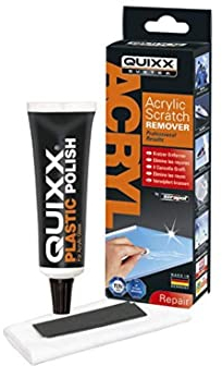 Quixx 2019 - Rimuovi graffi acrilico per tutti i tipi di acrilico e plastica (50 g di lucidatura/1 panno/2 carta vetrata)
