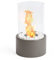 VonHaus Tabletop Fireplace – Bioethanol Fireplace – Bio Ethanol Table Top Fire, Table Top Heater for Outdoor & Indoor – Portable, 70 Min Burn Time, Windproof Glass, Round Shape – Hammer Stone Grey