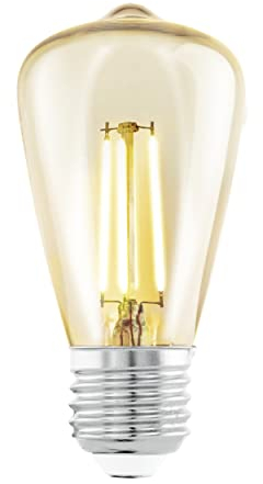 EGLO E27 LED Lampe, Amber Vintage Glühbirne, Leuchtmittel für Retro Beleuchtung, 4 Watt (entspricht 26 Watt), 270 Lumen, warmweiß, 2200k, Edison Birne ST48, Ø 4,8 cm